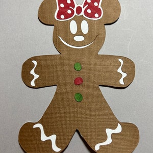Morceau de papier découpé avec des matrices de scrapbooking Minnie Mouse en pain d'épice - Minnie Mouse - Noël - Noël Disney - pain d'épice - très joyeux Noël