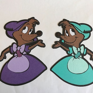 Disney - Suzy e Perla - Abbellimento per album di ritagli con fustellatura in carta - Cenerentola - Topi magici - Castello - Fata madrina - Sarta