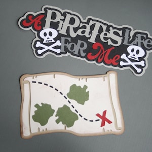 Disney - Une vie de pirate pour moi - Die Cut Paper Pieced Title for Scrapbook Pages - Pirate - Crâne et os croisés - Carte au trésor