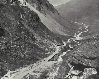 Honister Pass Cumberland UK British isles vintage Print Black and white from photograph Vintage ephemera repurposed.