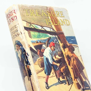 Treasure Island 1950s vintage Classic Childrens Book Robert louis Stevenson Vintage old Book Hardback