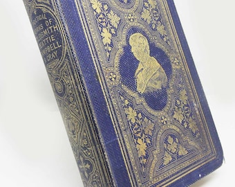 Antikes Gedichtbuch von 1855, illustriert, seltenes Buch, Geschenkidee, Dichter, Hardcover, blauer Einband, antik