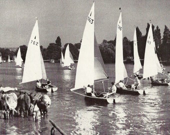 Sailing on the River Thames vintage Print House River life photograph Vintage old print countryside Home sweet Home Landmarks retro
