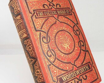 Wordsworth Poetical Works, livre cadeau relié rouge antique 1900 poèmes ballades poésie cadeau littérature