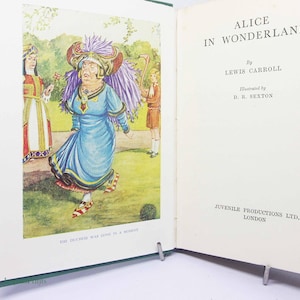 Alice In Wonderland Lewis Caroll Illustrated Classic Children&#39;s Book Vintage old Book Hardback