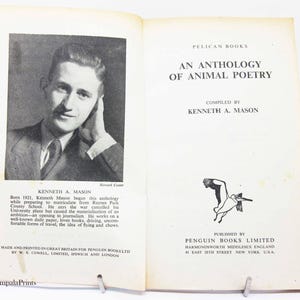 Animal lovers Poetry book 1941 Vintage poems paperback Penguin Guide poet gift retro Boho