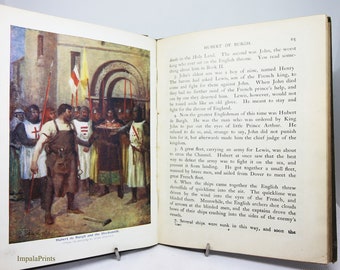 Antique History 1918 Textbook illustrated colour History of England School textbook picture book English picture book