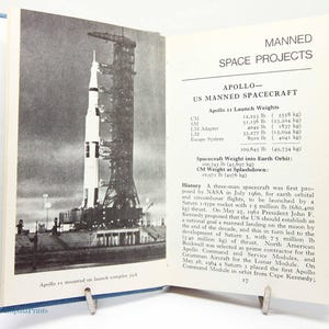 Manned Space Flight 1975 Vintage Science Book Rockets blue Astronomy spacecraft