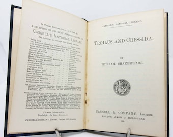 Troilus en Cressida, William Shakespeare 1893 Vintage oud boek Engelse klassieke boeken Antieke gift