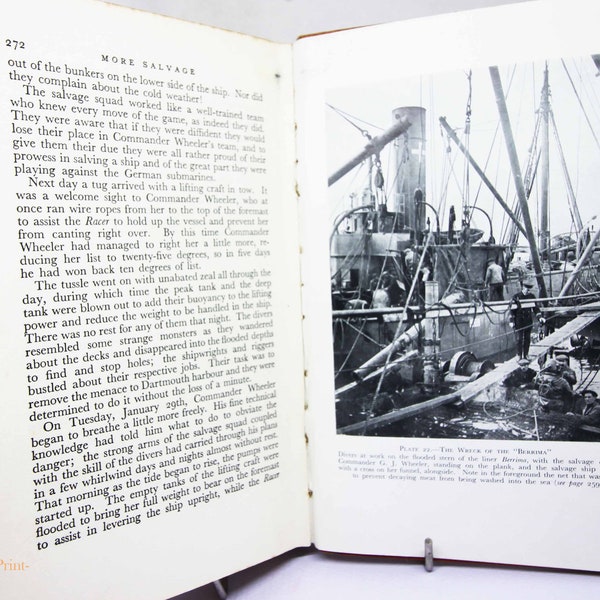 Divers in Deep Sea, Shipwreck Salvage  Adventures Disasters Travel and Adventure illustrated Book Vintage