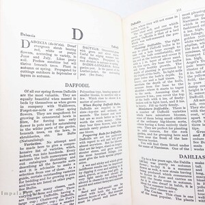 May include: Open book with text about Daffodils and other flowers. The page features detailed descriptions and classifications of various plant species, with headings and subheadings.