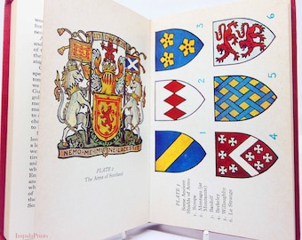 Heraldry Book, Red Vintage Coat of Arms Book cultural English History Heraldic Pocket Guide gift