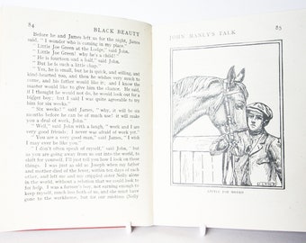 Black Beauty d'Anna Sewell, livre classique pour enfants des années 1940, livre vintage ancien livre relié cheval équestre