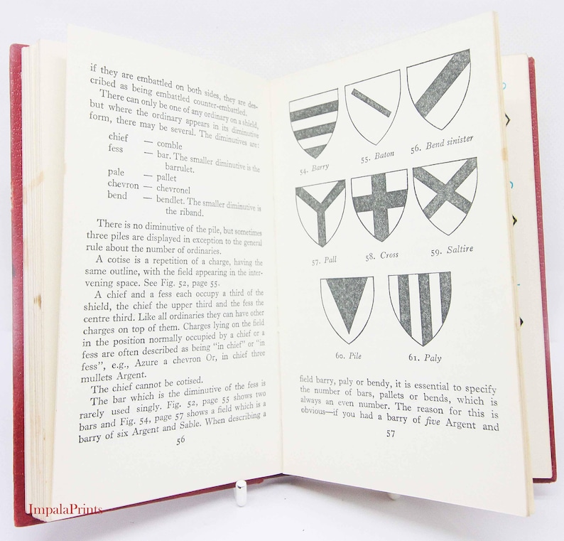 Heraldry Book, Red Vintage Coat of Arms Book Cultural English History ...