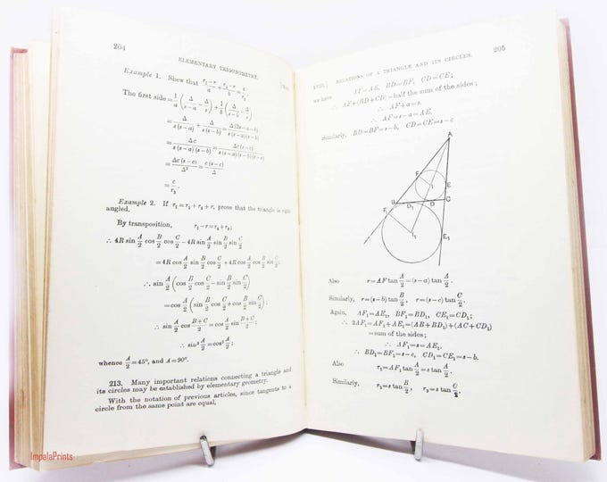 School Mathematics Trigonometry Book 1939 Maths Book Classic Vintage ...