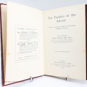 The Parables Of the Advent 1915 Cathedral Psalter Religious Book Vintage Christian songs hymns music
