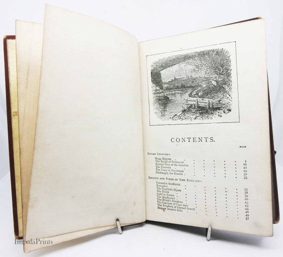 Poetical works of Whittier antique poetry book Vintage Book Gift item poet poetry