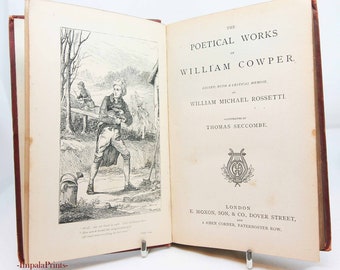Gedichte von William Cowper 1800er Poesie Vintage Buch Hardcover antike seltene illustrierte Gedichte