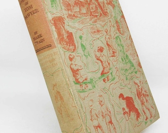 Adventurers of Huckleberry Finn, Illustrated Mark Twain Vintage book American History Story book antique fiction novel