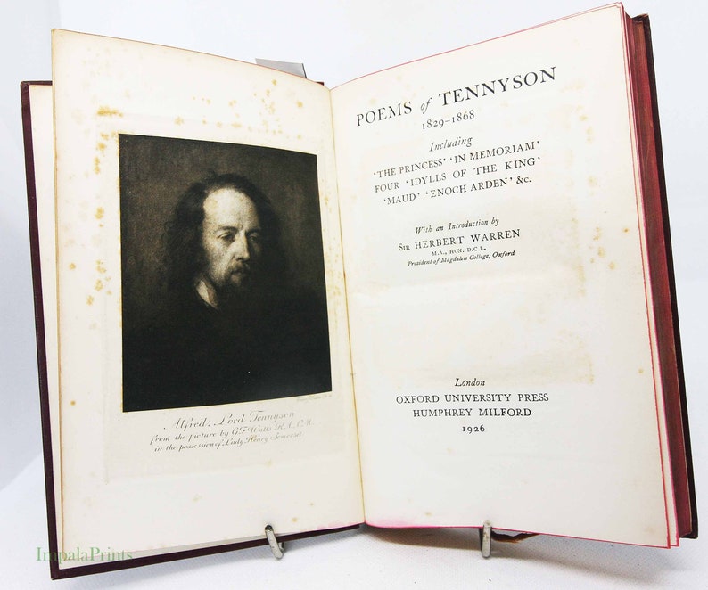 Works of Tennyson 1926 Poems Poetry Vintage Book Hardback old | Etsy