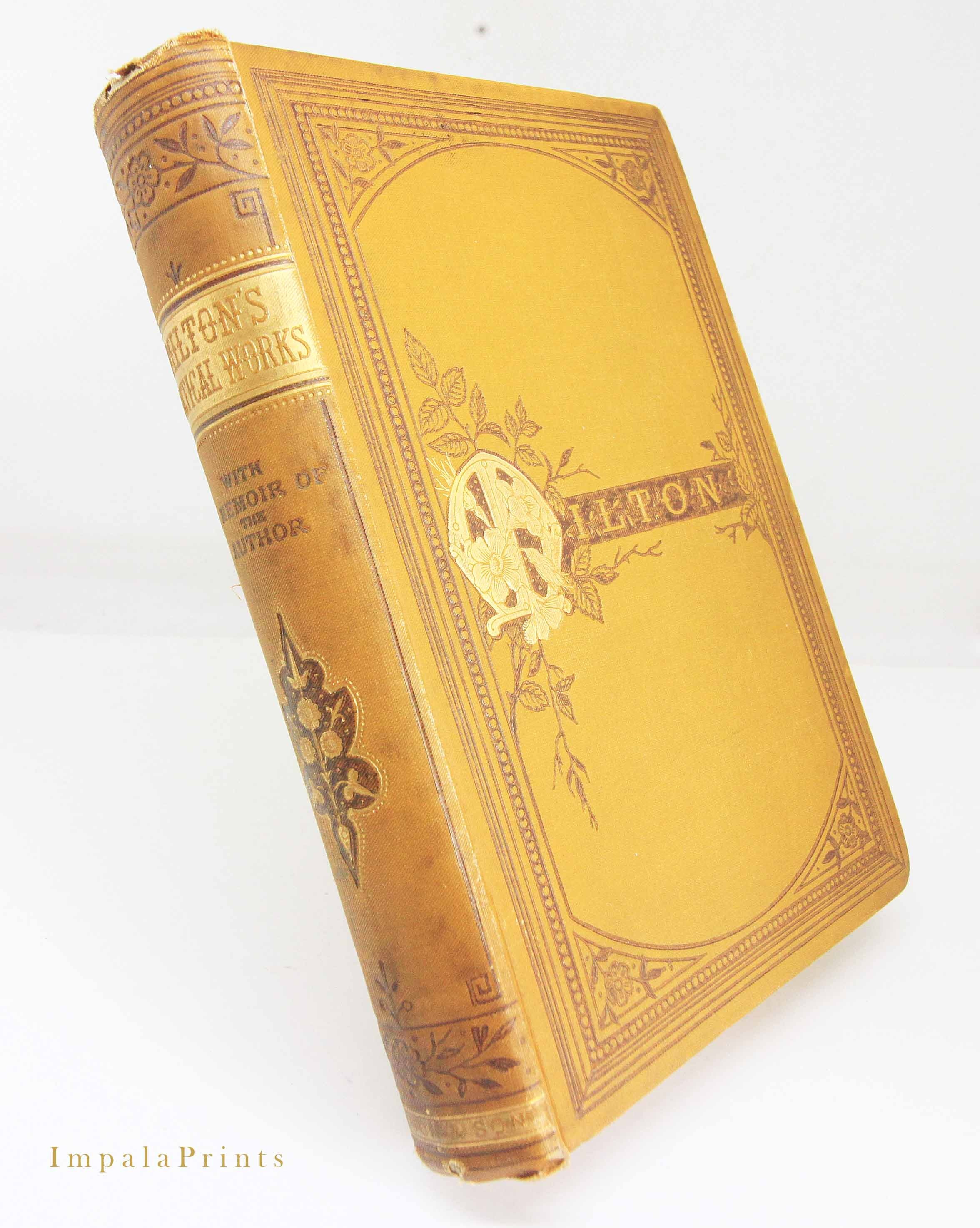 Poetical Works of John Milton 1880 Poetry Book Vintage Book of