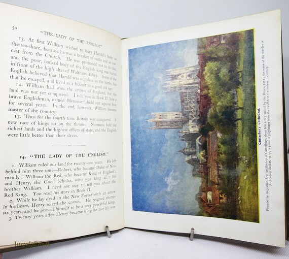 アンティーク歴史 1918 教科書イラスト入りカラー イギリスの歴史 学校