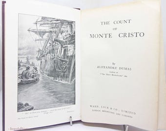 El Conde de Montecristo, 1913 – Libro antiguo ilustrado – Clásico de Alexandre Dumas, tapa dura.