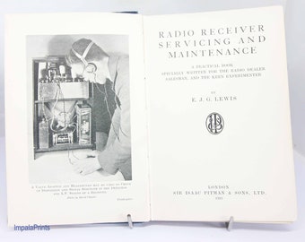 Radio Receiver Book 1933 Vintage blue electrical illustrated guide book diagrams and guides