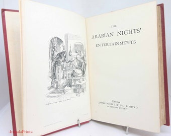 The Arabian Nights Entertainments 1909 Antique book Mythology young readers Story book Aladdin Ali Baba, Sinbad