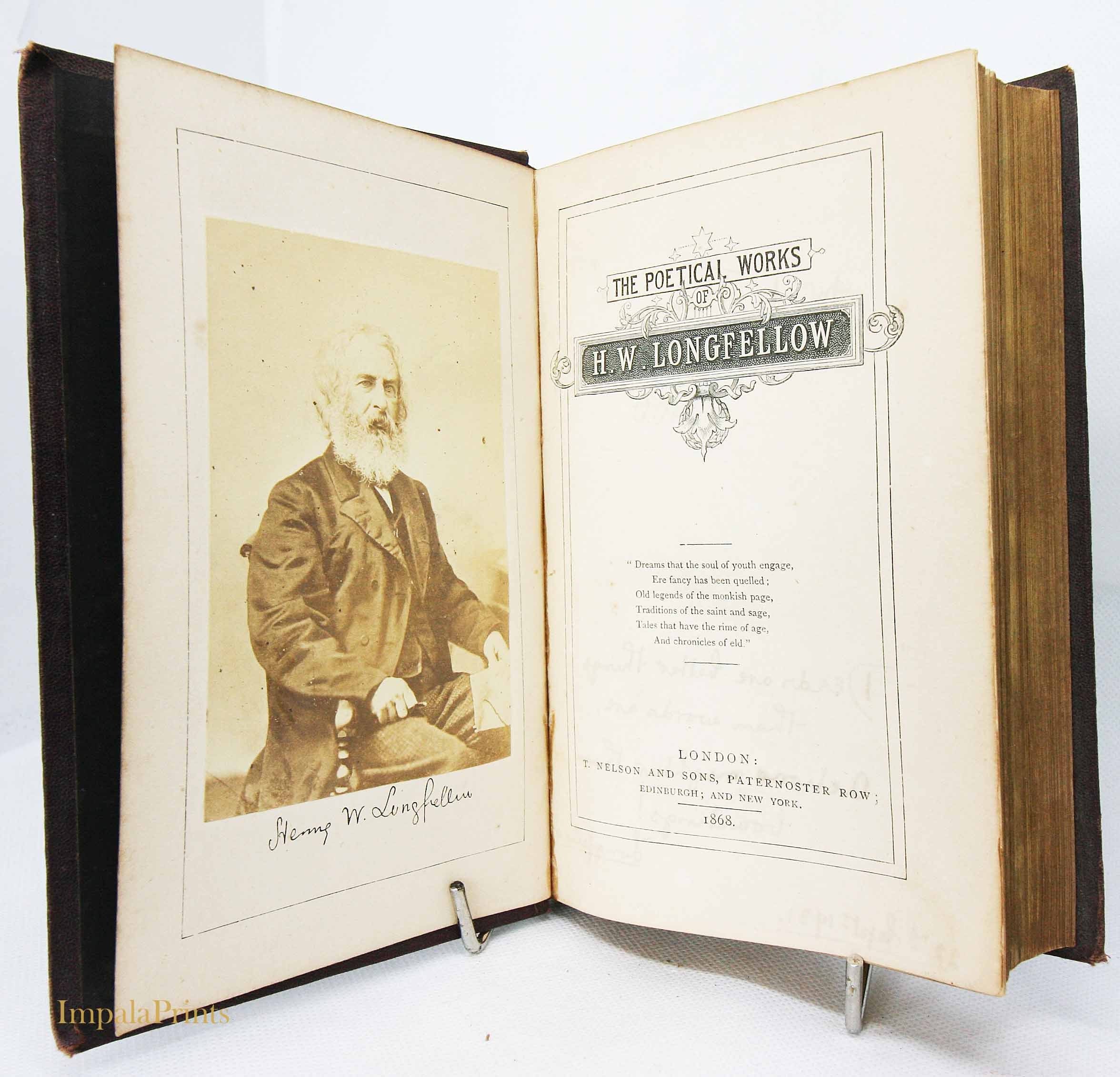 Poetical Works of Henry Longfellow 1868 Illustrated Hardback