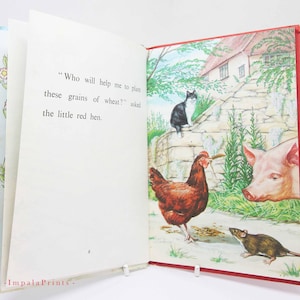 Little Red Hen 1960s Fairy Tale Book – Vintage Children’s Colour Picture Storybook, Classic Kids Collectible Unique Gift Idea