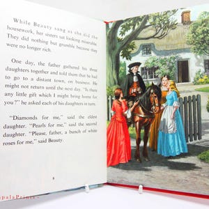 La Bella y la Bestia (1968), libro de mariquitas: cuento infantil ilustrado vintage, regalo coleccionable.