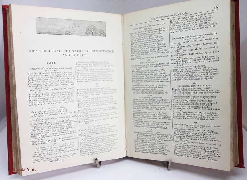 Wordsworth Poetical Works Antique Red Hardback Gift Book 1900 Poems Ballads Poetry Gift Litrature image 3