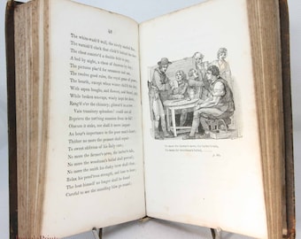 Obras poéticas de Goldsmith, 1804. Livro raro e vintage. Item para presente. Poeta. Capa dura. Couro.