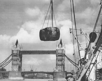 London Tower Bridge Docks Industrial Hays Whalf Années 1950 Nostalgie Imprimer tower bridge vintage river industrial