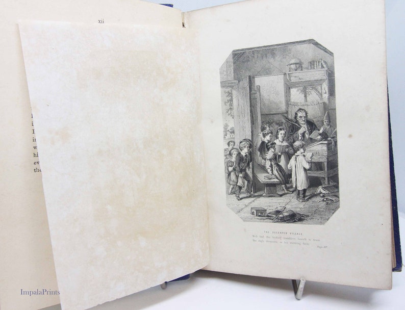 May include: A black and white illustration of a classroom scene with a teacher and students. The teacher is standing at a desk, and the students are sitting or standing around him. The illustration is from an old book.