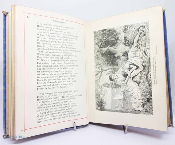 Keats Poetical Works 1892 Antique Book Vintage Hardback Poetry