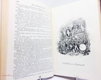 Los papeles póstumos del Club Pickwick de Dickens, libro antiguo de tapa dura, clásico histórico ilustrado.