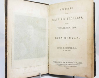 Lezingen over Pilgrims Progress & Bunyan antieke 1846 Vintage verhalenboek Hardback verguld Gift historische boeken