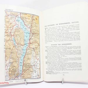 Guide illustré des lacs anglais des années 30, région des lacs, promenades dans la campagne vintage, cartes, livre de marche, papier ancien, éphémères vintage