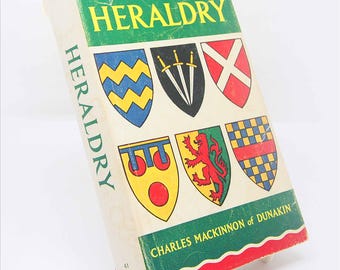 Heraldry Book, Red Vintage Coat of Arms Book History Heraldic Pocket Guide gift 1966