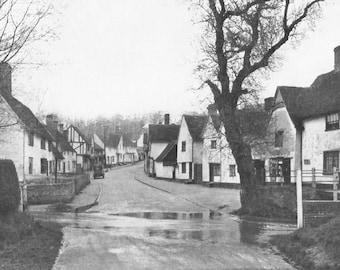 Kersey Suffolk English Ford Countryside 1950s vintage Print  photograph Vintage ephemera landscape