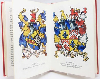 Heraldry Book, Red Vintage Coat of Arms Book cultural English History Heraldic Pocket Guide gift