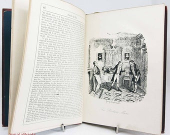 Sketches of Boz Antique illustrated Charles Dickens Vintage Red Hardback old book gift prop gift