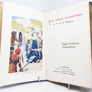 Three Midshipmen 1908 Antique adventure Vintage Travel History Book Hardback British seaman