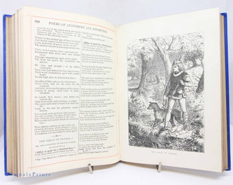 Ancien livre Wordsworth Works bleu illustré des années 1900 relié cadeau livre poèmes ballades poésie cadeau
