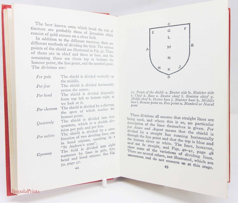 Heraldry Book, Red Vintage Coat of Arms Book Cultural English History ...
