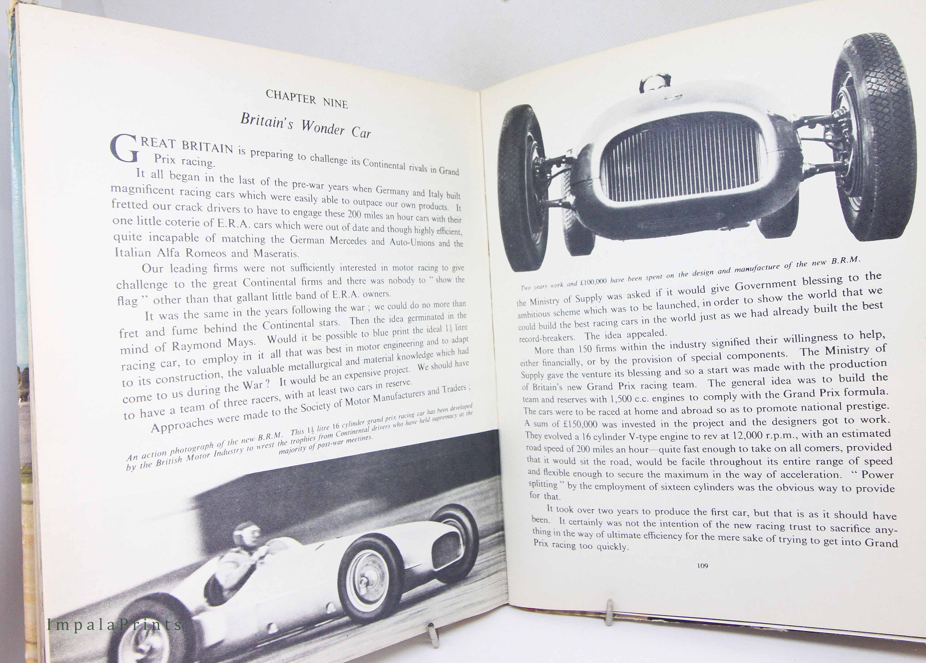 Voitures à moteur vintage des années 1950 Livre pour enfants Livre relié  illustré, aventure de voiture de course d'ingénierie Livre ancien -   France