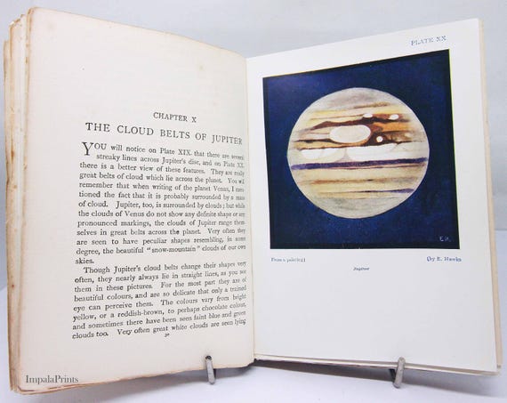 星の本、天文学アンティークイラスト入り古い科学書ギフトヴィンテージ