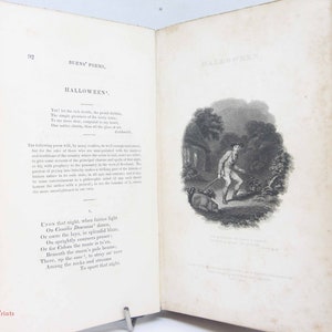 Robert Burns Poetical Works Antique Book Vintage Hardback 1824 Illustrated poetry book Scotland